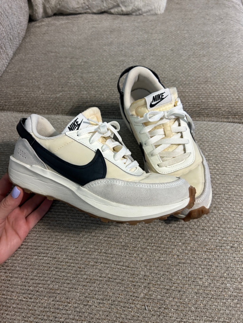 Nike Cream and Black Swoosh Retro Runner